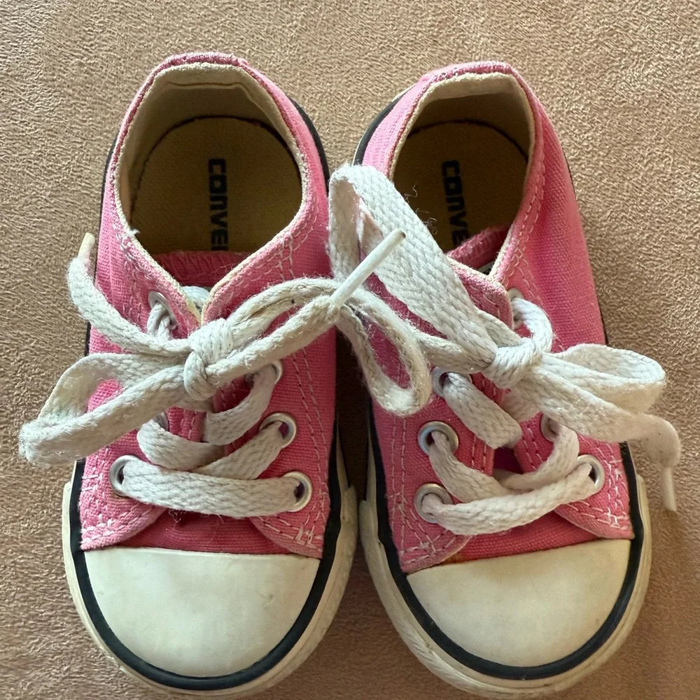 Converse 2 Pair Girls All Star Shoes Pink Size 4 and Mermaid Size 5 High Tops